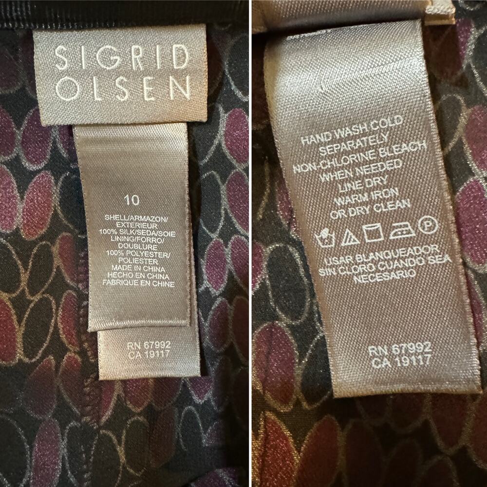 Sigrid Olsen Y2K 100% silk kick pleat circle print low waist slip skirt size 10 - Picture 5 of 6